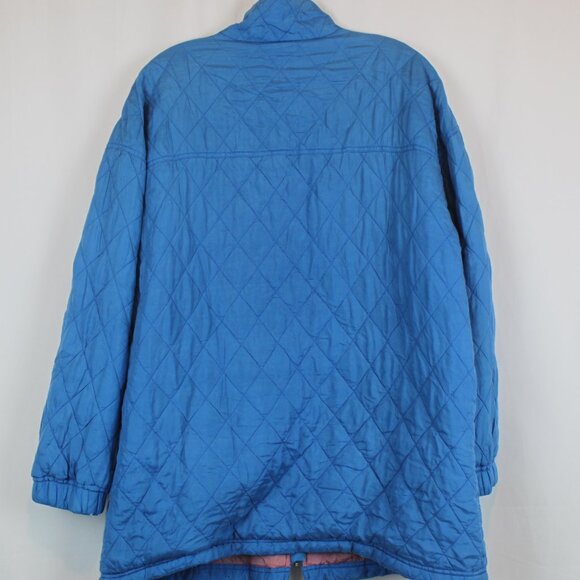 Vintage Carole Little Blue Quilted Silk Zip Up Home Coat Jacket - Picture 8 of 16